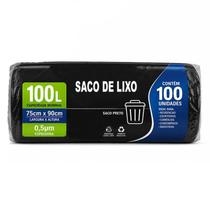 Saco de Lixo 100 Litros 750x900x0,5mm com 100 Unidades Preto - Tend