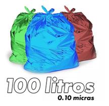 Saco De Lixo 100 Litros Colorido Reforçado 0,10 Micras 100u