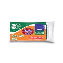 Saco de Lixo 100 litros Preto Reforçado Embalixo com 15 unidades