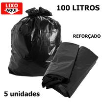 Saco De Lixo 100 Litros Preto Resistente 100 Unidades Pacote