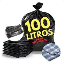 Saco De Lixo 100 Litros Reforçado Resistente 50 Unidades Cor Preto