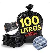 Saco De Lixo 100 Litros Reforçado Resistente Grosso Pesado Cor Preto Com 20 Unidades