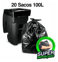 Saco De Lixo 100lts Preto Super Refoçado 20un Antivazamento