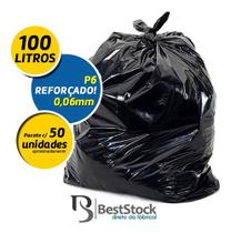 Saco De Lixo 100lts Reforçado P6 - Preto - C/ 50 Unidades