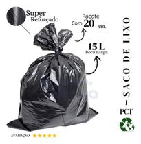 Saco De Lixo 15 Litros Super Reforçado Preto - 20 Unidades