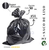 Saco De Lixo 15 Litros Super Reforçado Preto - 50 Unidades Saco De Lixo 15 Litros Super Reforçado Preto - 50 Unidades