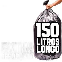 Saco De Lixo 150 Litros Longo 100 Un Preto Extra Reforçado