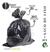 Saco De Lixo 20 Litros Super Reforçado Preto - 20 Unidades Saco De Lixo 20 Litros Super Reforçado Preto - 20 Unidades