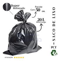 Saco De Lixo 20 Litros Super Reforçado Preto - 50 Unidades Saco De Lixo 20 Litros Super Reforçado Preto - 50 Unidades