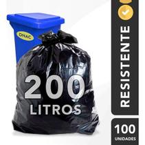 Saco De Lixo 200l Grosso Preto Reforçado Resistente - 100 Un