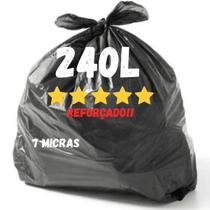 Saco De Lixo 240L 7micras Reforçado Resistente Gari 50 Unid Saco De Lixo 240L 7micras Reforçado Resistente Gari 50 Unid