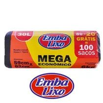 Saco de Lixo 30 litros Embalixo Mega Econômico com 100 un.