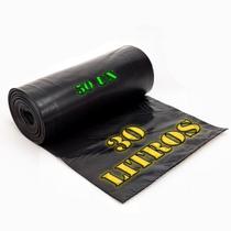 Saco De Lixo 30 Litros Rolinho 50 Unidades Uso Pesado Reforçado Resistente Grosso Cor Preto