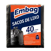 Saco de Lixo 40 Litros Reforçado 100 Unidades Embag