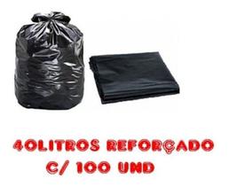 Saco De Lixo 40L Preto Com 100Un