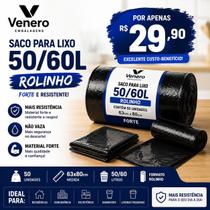 Saco de Lixo 50/60L Super Forte 63x80 cm 50 Unidades Pacote Resistente para Uso Doméstico e Comercial Saco de Lixo 50/60L Super Forte 63x80 cm 50 Unidades Pacote Resistente para Uso Doméstico e Comercial