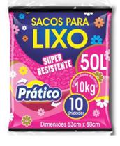 Saco de lixo 50 litros preto prático pct/ 10 unid
