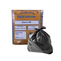 Saco de lixo 60 litros Preto Embalac com 100 unidades