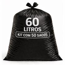 Saco de Lixo 60 Litros Preto Reforçado Grosso Alta Resistência Antiviral Antifúngico Antimicrobiano 50 sacos Saco de Lixo 60 Litros Preto Reforçado Grosso Alta Resistência Antiviral Antifúngico Antimicrobiano 50 sacos