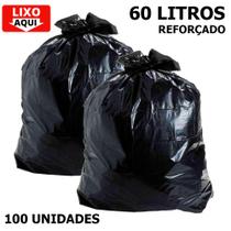 Saco De Lixo 60 Litros Preto Resistente 100 Unidades Pacote