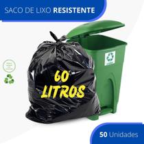 Saco De Lixo 60 Litros Reforçado Grosso - 50 Unidades
