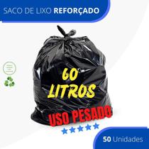 Saco De Lixo 60 Litros Reforçado Grosso Uso Pesado - 50 Unidades