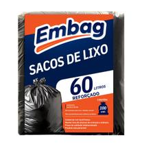 Saco de lixo 60 Litros Reforçado Preto 100 Unidades