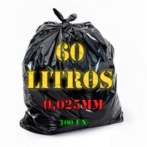 Saco De Lixo 60 Litros Uso Moderado Reforçado 100 Unidades Cor Preto