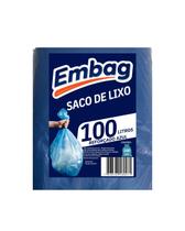 Saco de Lixo Azul 100 Litros Reforçado 100 Unidades Embag