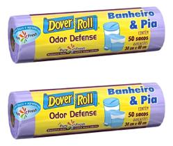 Saco De Lixo Banheiro Pia Odor Defense 50un Kit Com 2 Rolos Cesto Lixo Anti Odor Sem Cheiro Lixeira