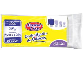 Saco de Lixo Branco 100L Perfumado Embalixo - Neutralizador de Odores 15 Unidades