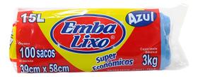 Saco De Lixo Econômico Azul Embalixo 15l 100un Saco De Lixo Econômico Azul Embalixo 15l 100un