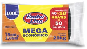 Saco De Lixo Emba Lixo Mega Economico 50 Sacos 100L Saco De Lixo Emba Lixo Mega Economico 50 Sacos 100L
