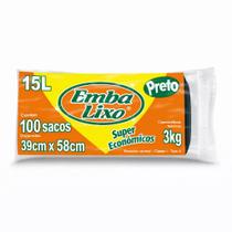 Saco de lixo embalixo 15 litros com 100 un
