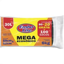 Saco De Lixo Embalixo Mega 30L 59X62Cm Preto Com 100 Pecas Saco De Lixo Embalixo Mega 30L 59X62Cm Preto Com 100 Pecas