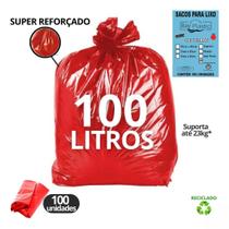 SACO DE LIXO ESPECIAL 100L 75X85CM BAY PLASTIC - Vermelho C/ 200un