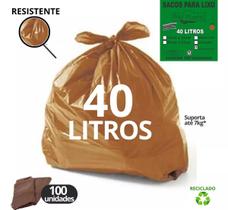 SACO DE LIXO ESPECIAL 40L 45X55CM BAY PLASTIC - Marrom C/ 200un