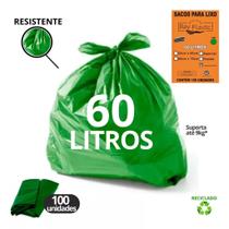 SACO DE LIXO ESPECIAL 60L 45X55CM BAY PLASTIC - Verde C/ 100un