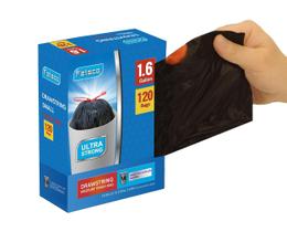 Saco de lixo Feisco 6L Drawstring 120 unidades 0,51 mil preto