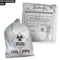 Saco de Lixo Hospitalar Resíduo Infectante Classe II Branco Embalac - 100L 75x105cm - pct 100 Unidades
