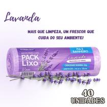 Saco de Lixo Perfumado Pack Lixo 1 Rolo 40 Unidades Pia Banheiro Lavanda 34 x 38cm