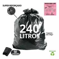 SACO DE LIXO PESADO 240L 115x120CM UN BAY PLASTIC - Preto C/ 100UN