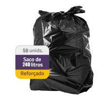 Saco de Lixo Plástico 240 litros Preto c/ 50 unidades