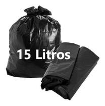 Saco de Lixo Preto 15 Litros com 25 Unidades para banheiro e escritorios