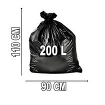 Saco De Lixo Preto 200l Resistência Média 4 Micra 100 Unid