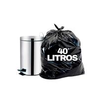 Saco de Lixo Preto 40L 60x60cm Pacote com 100 Unidades Suporta até 10kg