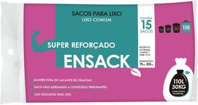 Saco de lixo preto ensack reforçado 110l - rolo com 15 sacos