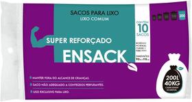 Saco de lixo preto ensack reforçado 200l - rolo com 10 sacos