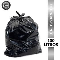 Saco De Lixo Preto Reforçado 100 Litros - Pacote 20 unidades