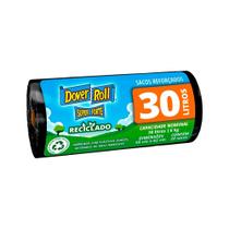 Saco de Lixo Reciclado Preto 30 Litros Dover Roll - 20 unidades